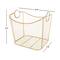 20" Gold Metal Storage Basket with Curved Sides & Ring Handles
